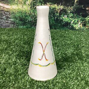 Vintage Bud Vase Handmalat White Tribal Pattern